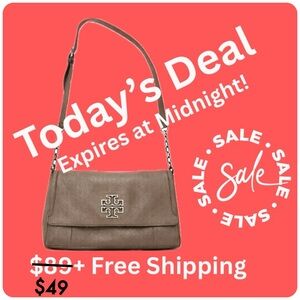Tory Burch Taupe Leather Crossbody Shoulder Bag